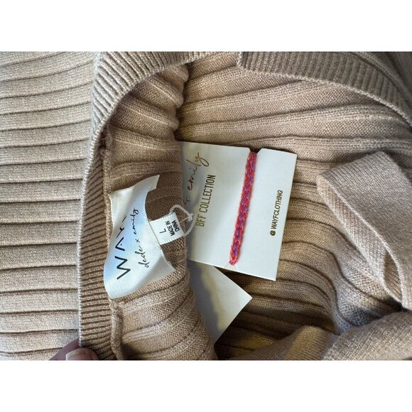 WAYF Dede & Emily BFF Collection Hollie Ribbed Knit Sweater Dress Camel Size L - Picture 6 of 15